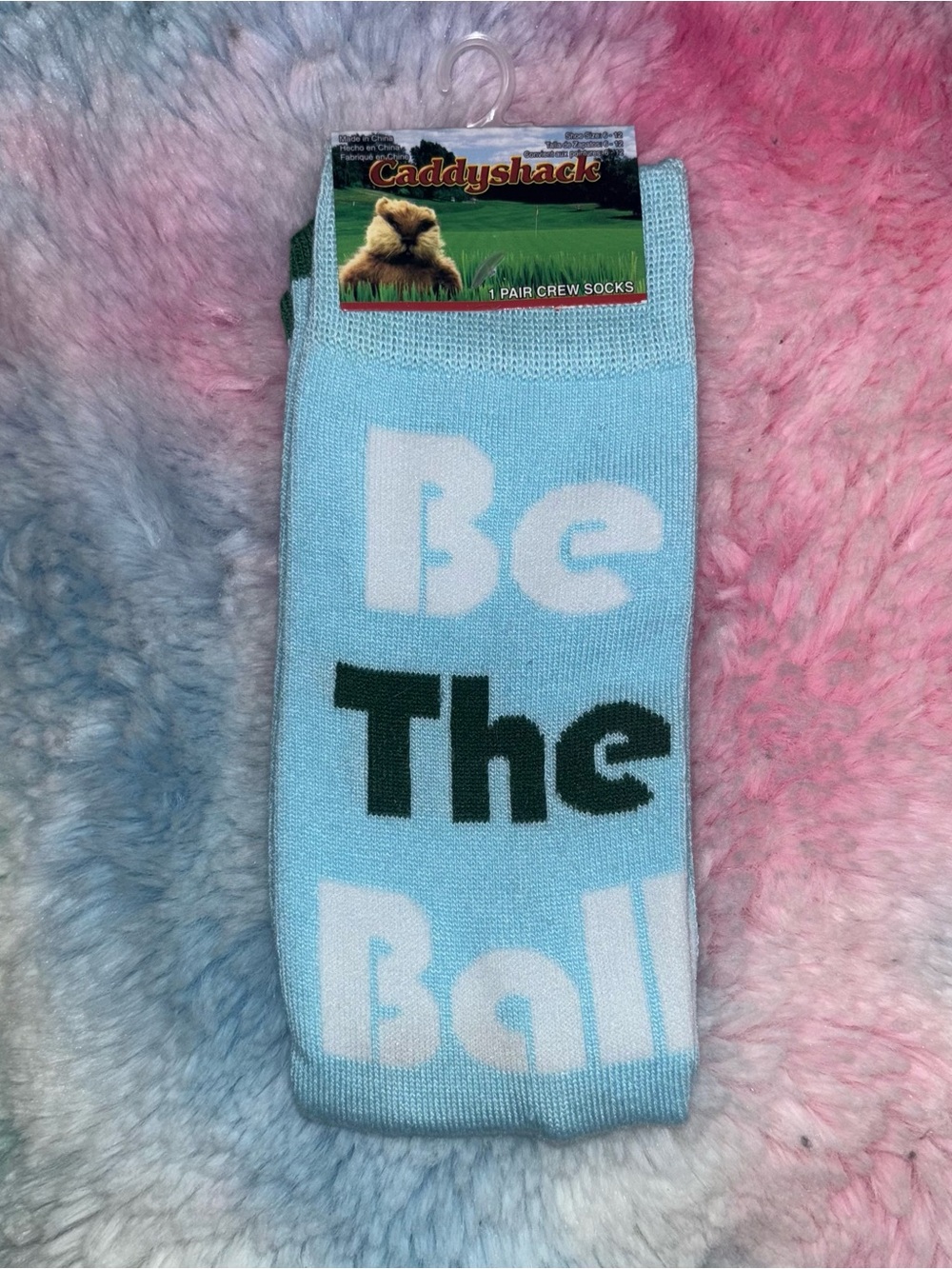 NWT Caddyshack Light Blue 'Be The Ball' Crew Socks